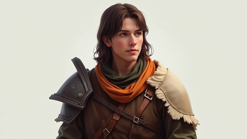 Digital painting of character showing layered details including clothing textures, armor plates, and ornamental accessories with rich color palette